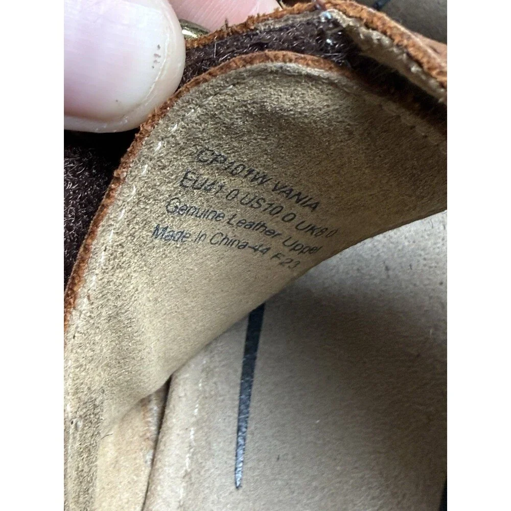 Aetrex Vania Arch Support Espradille Platform Sandals Cognac Leather Size 10